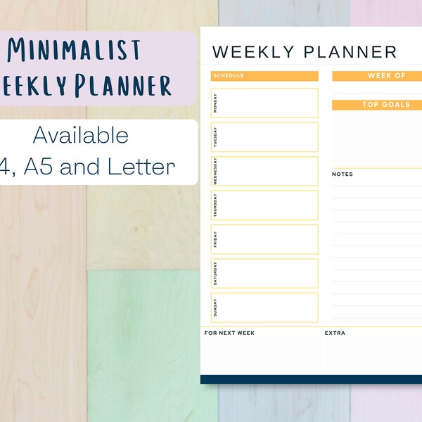 Weekly Planner Printable | Weekly Planner | Minimalist Weekly Planner | Weekly Schedule | To-Do List | Weekly To Do List