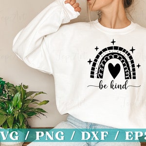 Boho Rainbow SVG, Be Kind Svg, Rainbow with Heart Svg, Positive Quote Svg, Life Quotes Svg, Motivational Svg, Inspirational Svg