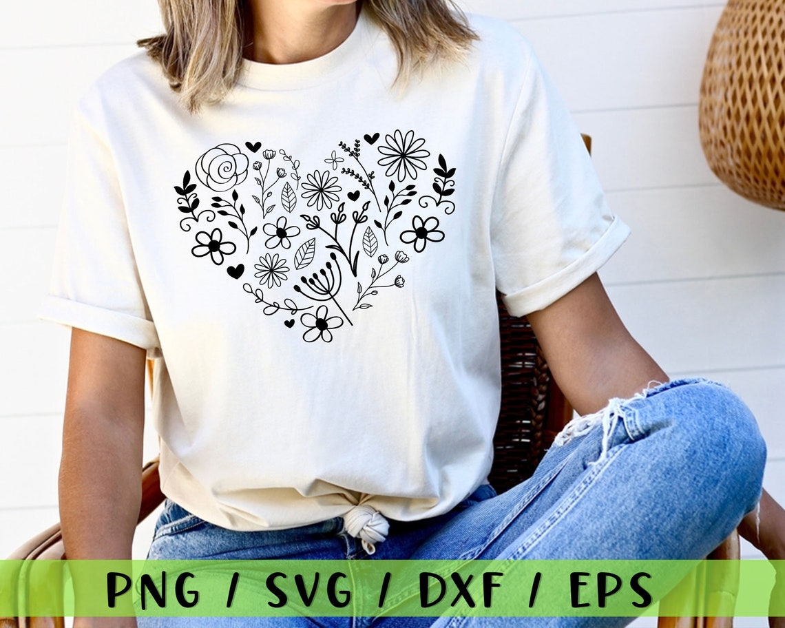 Flower Heart SVG Flower Heart Png Heart Wreath Svg Flower - Etsy