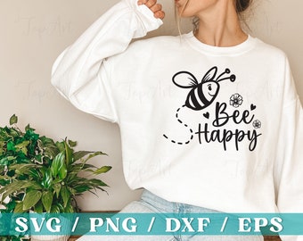 Bee Happpy Svg, Bee Svg, Bee Sayings Svg, Bee Trails Svg, Bee Quote Svg, Bee Wreath Svg, Cut Files for Cricut, Bee Kind Svg, Honey Bee SVG