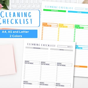 Lista de verificación de limpieza / Cuadro de limpieza / Horario de limpieza imprimible / Horario de limpieza / Descarga instantánea / PDF