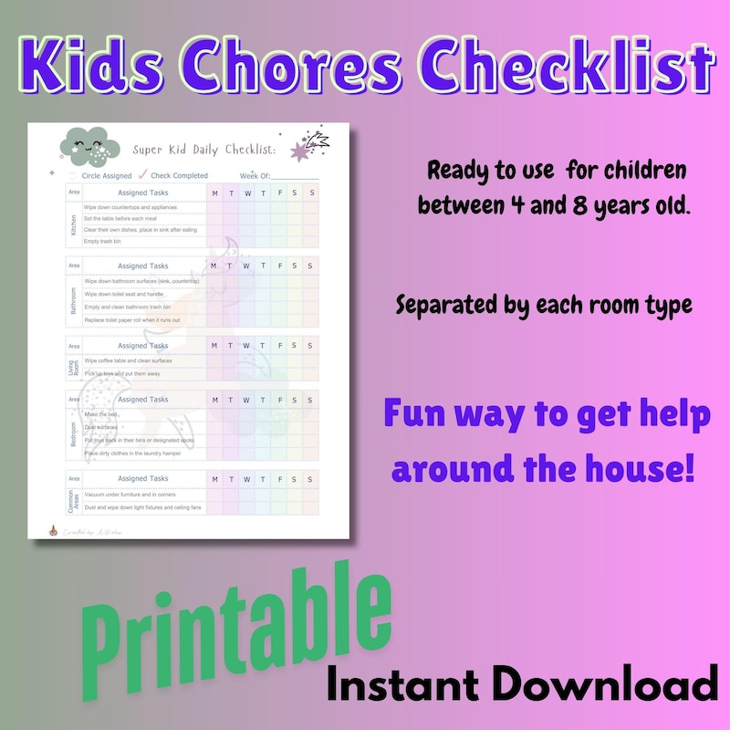 8 Year Old Chore List - Etsy