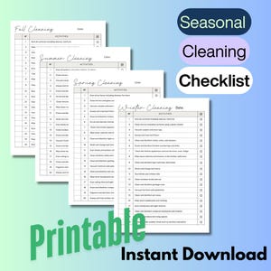 Seasonal Cleaning Checklist | 4-Page Printable PDF | Home Organization Made Easy | Instant Digital Download