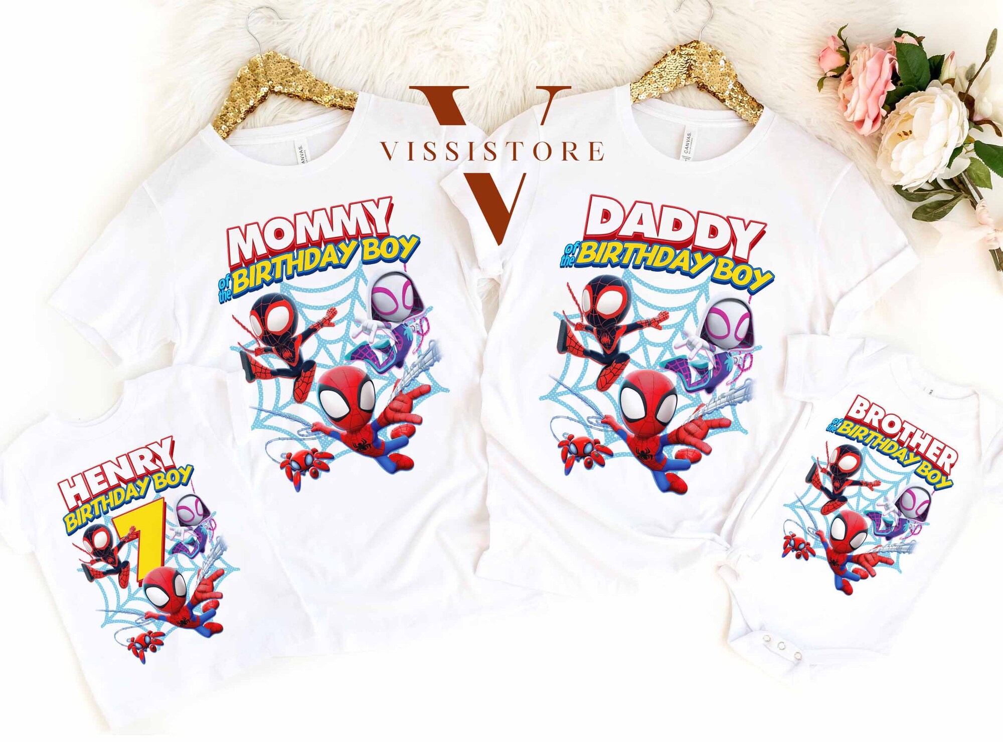 Spidey, Spidey and His Amazing Friends, Spide-Man Kindergeburtstag Party Personlisierte T-Shirt Spidey, Spidey and His Amazing Friends, Spide-Man Kindergeburtstag Party Personlisierte T-Shirt