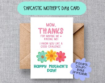 Tarjeta divertida del Día de la Madre: Gracias por criarme (Descarga digital)