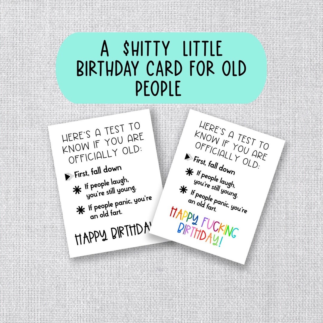 Old Age Gag Gift/card, Funny Birthday Card for Dad or Mom, Pun Birthday