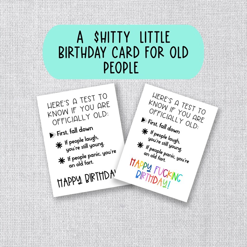 Old Age Gag Gift/card Funny Birthday Card for Dad or Mom Pun Etsy