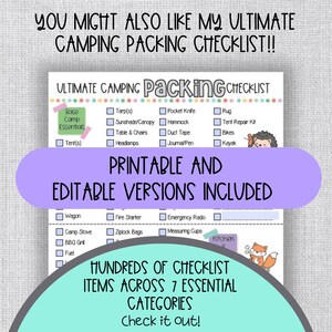 INSTANT PRINTABLE PACKING List for Road Trip, With Clear Categories ...