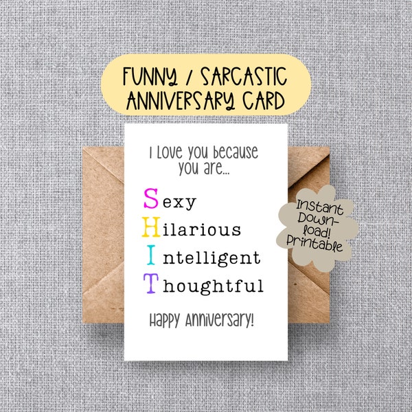 FUNNY, SARCASTIC ANNIVERSARY Card for husband, wife, partner, significant other
