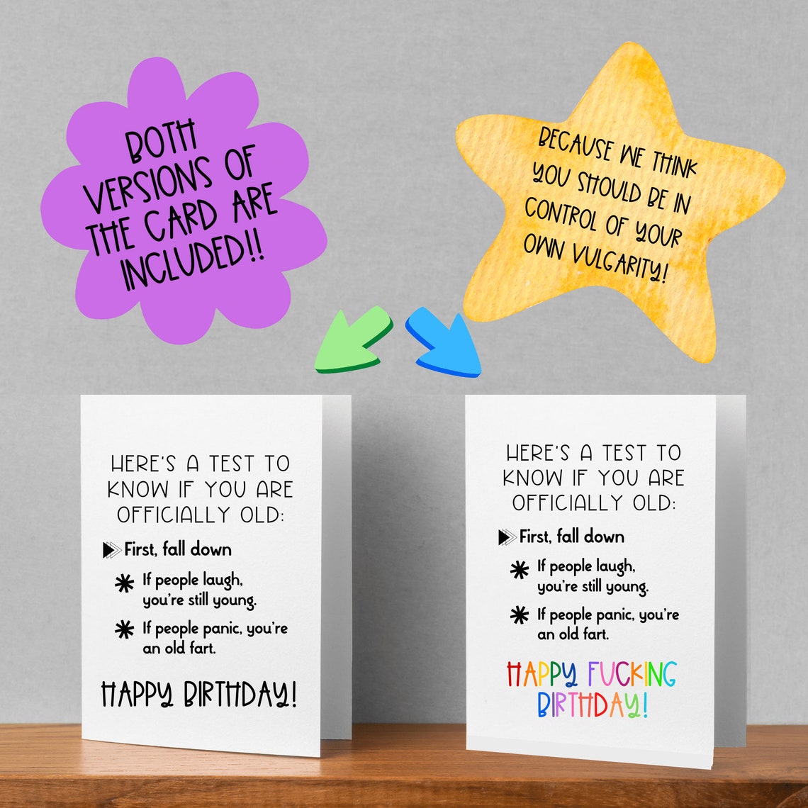 Old Age Gag Gift/card Funny Birthday Card for Dad or Mom Pun Etsy