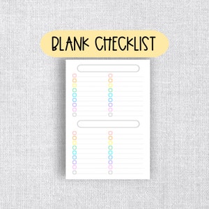 BLANK CHECKLIST, SHOPPING List Printable, Rainbow Planning CheckList Plus Dot Grid Bullet Journal Pdf, For Busy Moms, Digital Download