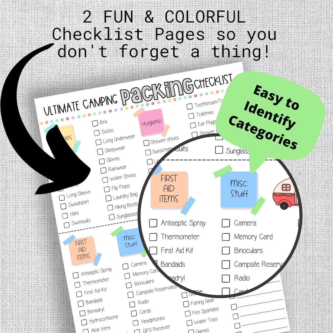 EDITABLE PRINTABLE PACKING List for Camping Printable Pdf and | Etsy