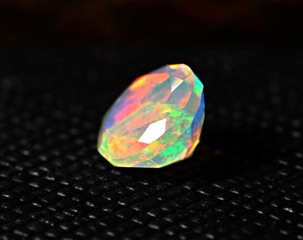 AAA grade natural Ethiopian welo opal - loose natural white opal gemstone - faceted opal 8mm round cut - October birthstone