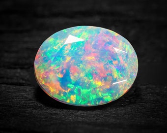 AAA Grade Natural Ethiopian Opal Faceted Oval Cut Loose Gemstone 9x7mm Semi Precious Stone