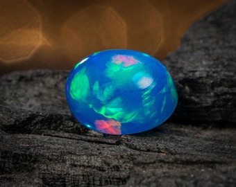 AAA grade Ethiopian welo opal - Paraiba opal stone - loose sky blue opal gemstone - opal 8x6mm oval cabochon - October birthstone