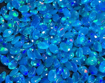 AAA grade opal - Ethiopian welo opal - Paraiba opal - loose sky blue opal gemstone - faceted opal oval cut - October birthstone