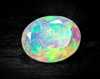 AAA grade opal - Natural Ethiopian welo opal - loose white opal gemstone - faceted opal 10x8mm oval cut - October birthstone