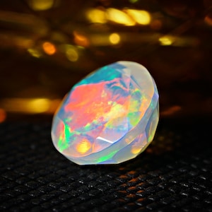 AAA Grade Ethiopian Welo Opal 7mm Round Cut Loose Stone - Faceted Opal Gemstone