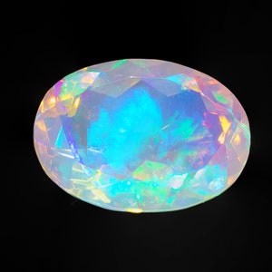 AAA grade opal - Natural Ethiopian welo opal - loose white opal gemstone - faceted opal 9x7mm oval cut - October birthstone