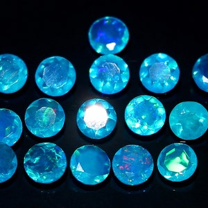 AAA grade opal - Ethiopian welo opal - Paraiba opal - loose sky blue opal gemstone - faceted opal round cut - October birthstone