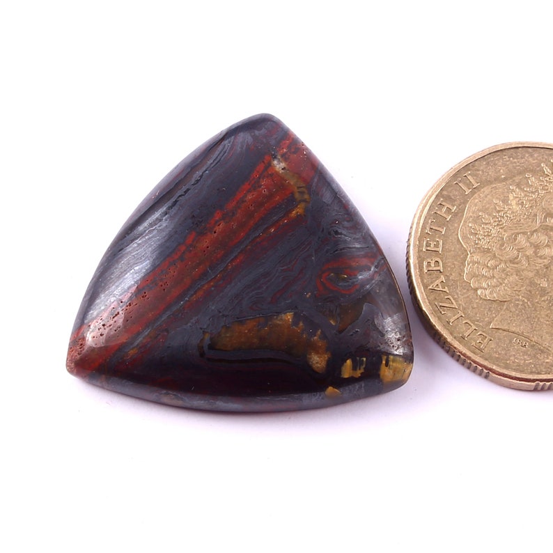 Amazing Natural Iron Tiger Eye Cabochon Loose Stone Smooth Polished jewelry Making Iron Tiger Eye Trillion Shape Gemstone 31x30x7.7mm F-3847