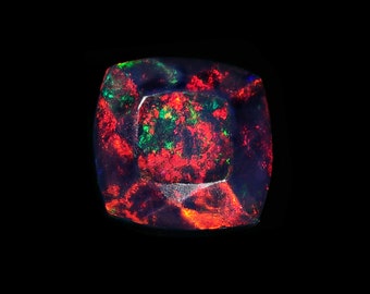 Ethiopian Welo Black Opal - 6mm Cushion Cut Multi Fire Gemstone