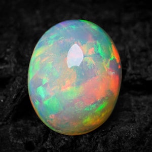 AAA grade opal Ethiopian welo opal loose white opal gemstone opal cabochon 10x8mm oval October birthstone image 1