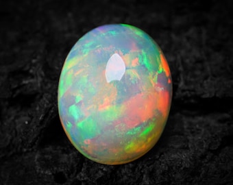 AAA grade opal - Ethiopian welo opal - loose white opal gemstone - opal cabochon 10x8mm oval - October birthstone