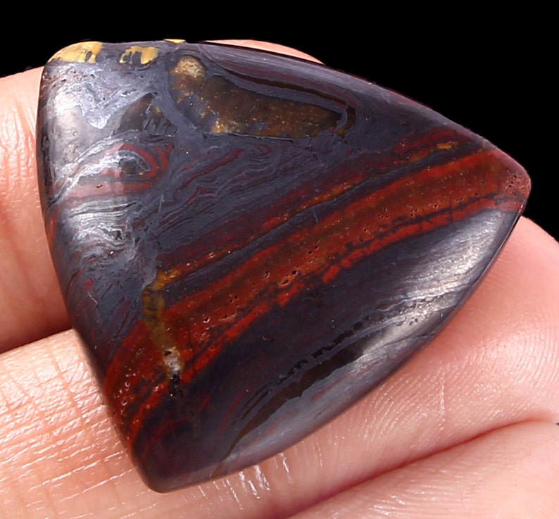 Amazing Natural Iron Tiger Eye Cabochon Loose Stone Smooth Polished jewelry Making Iron Tiger Eye Trillion Shape Gemstone 31x30x7.7mm F-3847