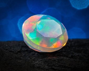 Honeycomb AAAA grade Natural Ethiopian welo opal - loose white opal gemstone - faceted opal 9x7mm oval cut - October birthstone
