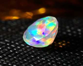 AAA grade natural Ethiopian welo opal - loose natural white opal gemstone - faceted opal 6mm round cut - October birthstone