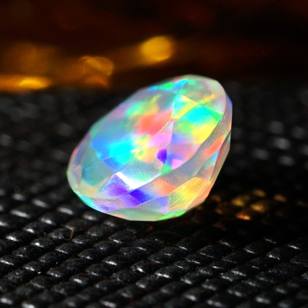 AAA grade natural Ethiopian welo opal - loose natural white opal gemstone - faceted opal 6mm round cut - October birthstone