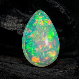 Ethiopian Opal Pear Cabochon Loose Gemstone, Semi Precious Stone - S26E48