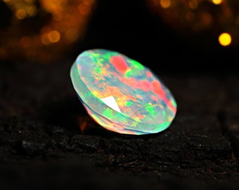 AAA grade natural Ethiopian welo opal - loose natural white opal gemstone - faceted opal 8mm round cut - October birthstone