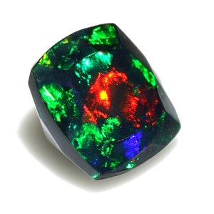 AAA grade opal - Ethiopian welo opal - loose black opal gemstone - faceted opal 6mm cushion cut - October birthstone