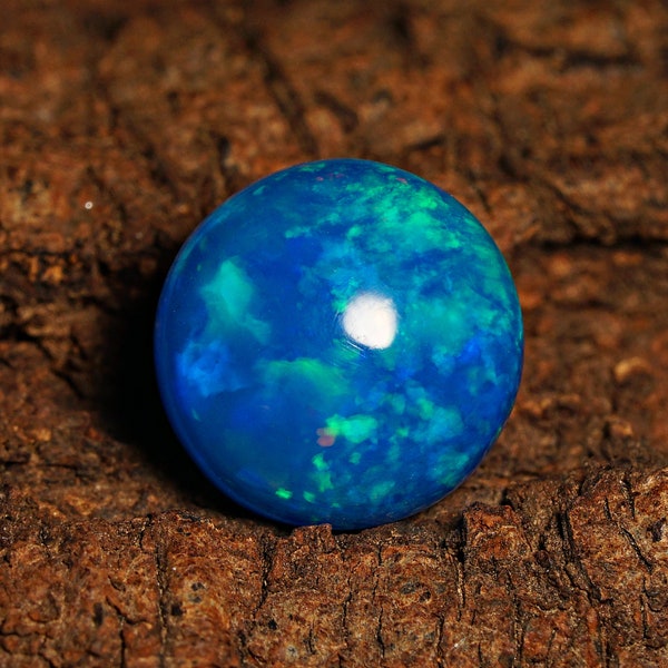 Cabochon rond lisse opale d'Éthiopie / 7,70 mm / Cabochon d'opale de Paraiba teinté en bleu | pierre semi-précieuse