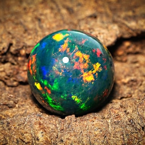 AAA grade opal - Ethiopian welo opal - loose black opal gemstone - opal cabochon 7mm round cab - October birthstone