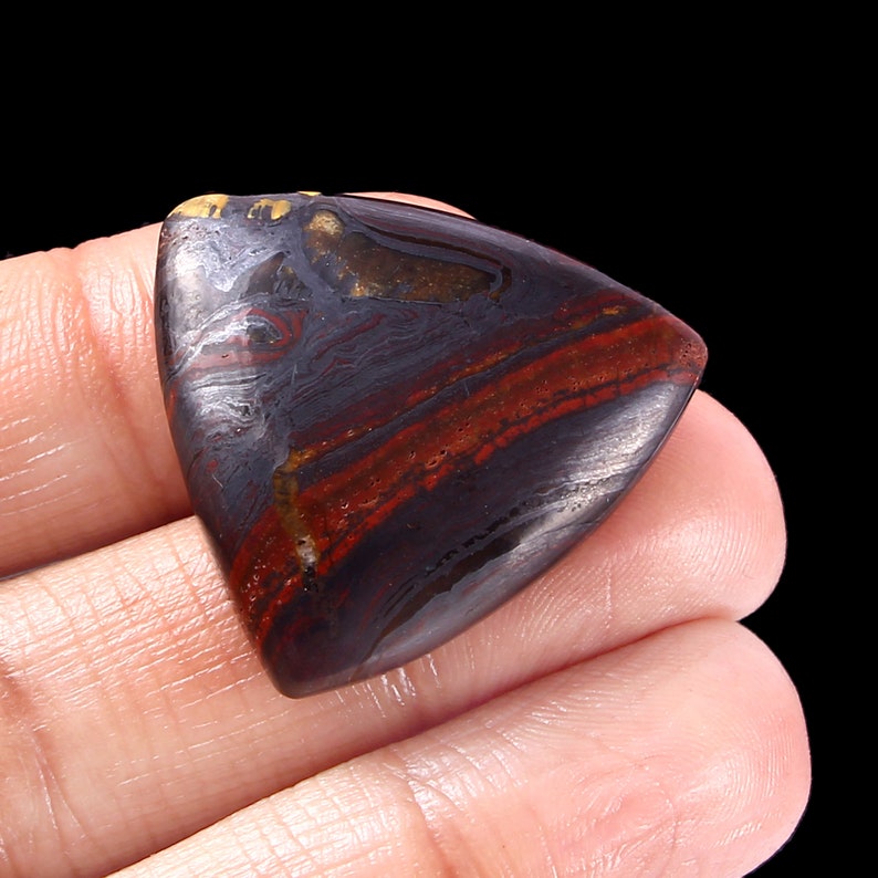 Amazing Natural Iron Tiger Eye Cabochon Loose Stone Smooth Polished jewelry Making Iron Tiger Eye Trillion Shape Gemstone 31x30x7.7mm F-3847