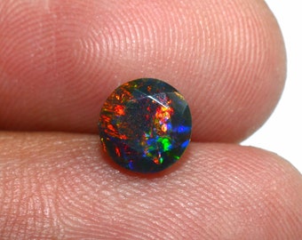 6mm AAA Grade Black Opal , Natural Black Opal , Multi Fire Black Opal Faceted Cut , Black Opal Cut Stone , Ethiopian Black Faceted Opal