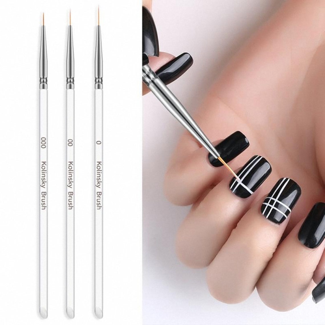 3pcs / set Nail Art Liner Pintura Pluma 3D Puntas DIY Acrílico Etsy