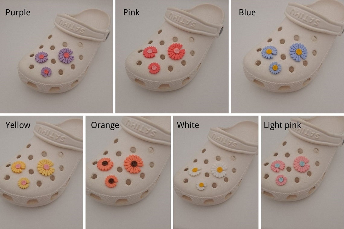 Set of 3 Flower croc charm for girls cute croc shoe Etsy