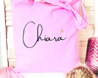 cloth bag | pouch | name with glitter heart | Gift for girlfriend, maid of honor, girl | different colors | Cotton