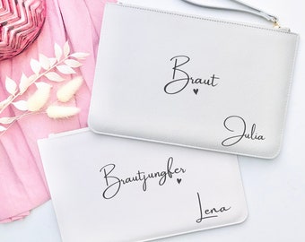 Bridal bag | Desired word with name | Personalized | in 7 colors | for registry office | JGA idea | elegant clutch | for maid of honor