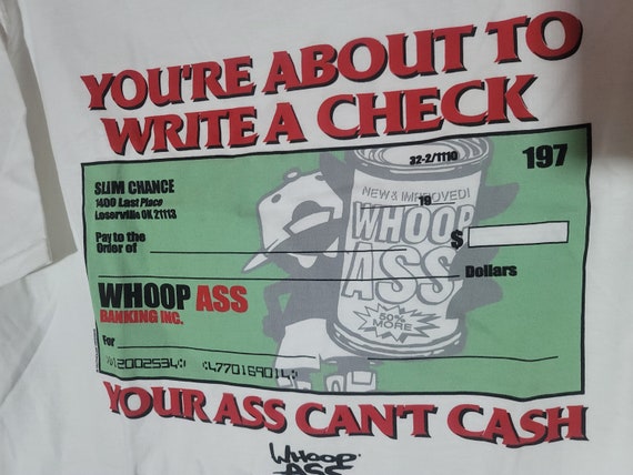Vintage Whoop Ass Sportwear: Write A Check! Vinyl… - image 3