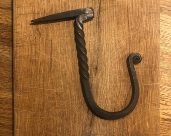 Nail hooks large, wall hooks, hooks, iron, outdoor, garden, storage equipment, hand-forged, Middle Ages, Reenectment, Vikings, LARP