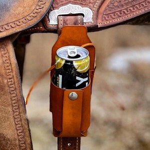 Leather Drink Holder for Billet Saddle Strap Equestrian Drink holder for saddle Laser Engraving Personalization Two sizes image 6