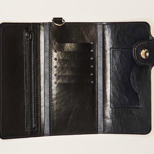 Cartera de motociclista de piel de grano completo con cadena y cierre a presión, cadena de cartera de motociclista, cartera de motociclista para hombres y mujeres