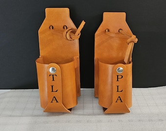 Handmade Leather Saddle Drink Holder – Equestrian Billet Strap Accessory (Personalized)