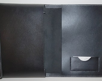 Leather iPad Cover, black, iPad Folder, Hand made, Hand Stitched, iPad case