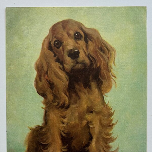 Vintage Florence Kroger 8x10 Pastel Spaniel Puppy Print, Vintage Nursery Decor, Children's Bedroom Decor